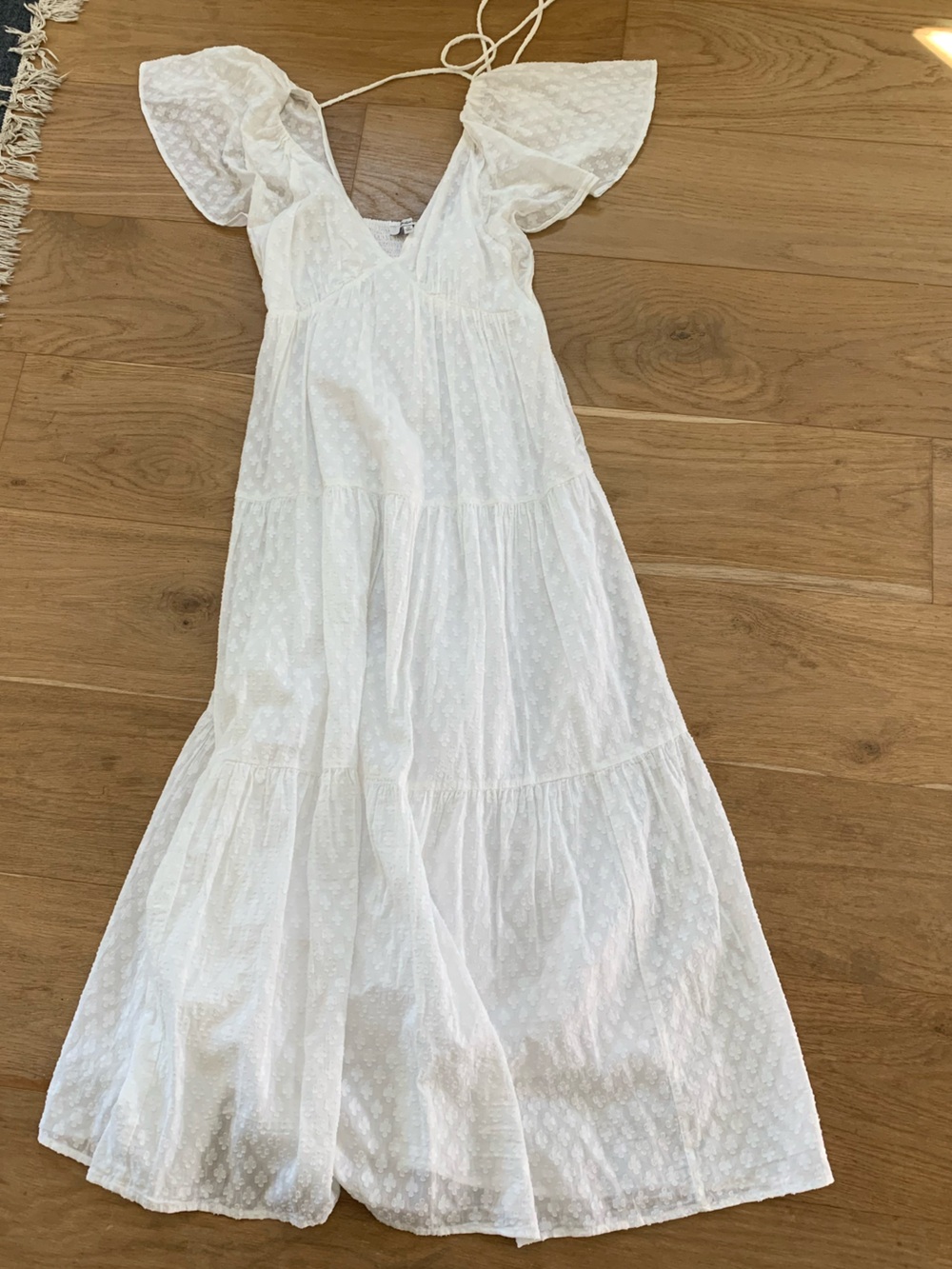 Madewell White Tie Back Flutter Sleeve Midi Sundress XXS 00